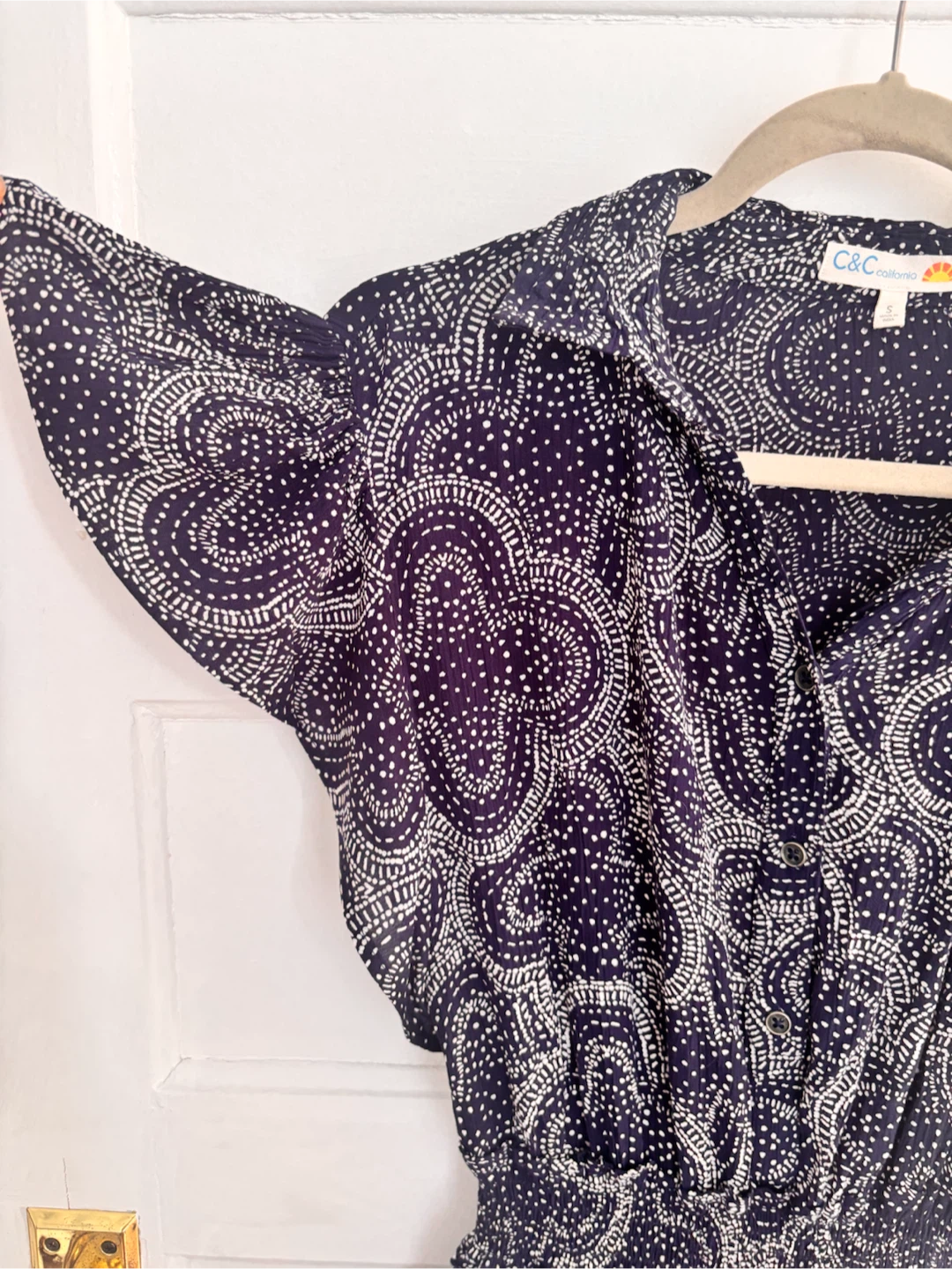 C&C California Navy Patterned Button-Up Dress Size S - photo 4