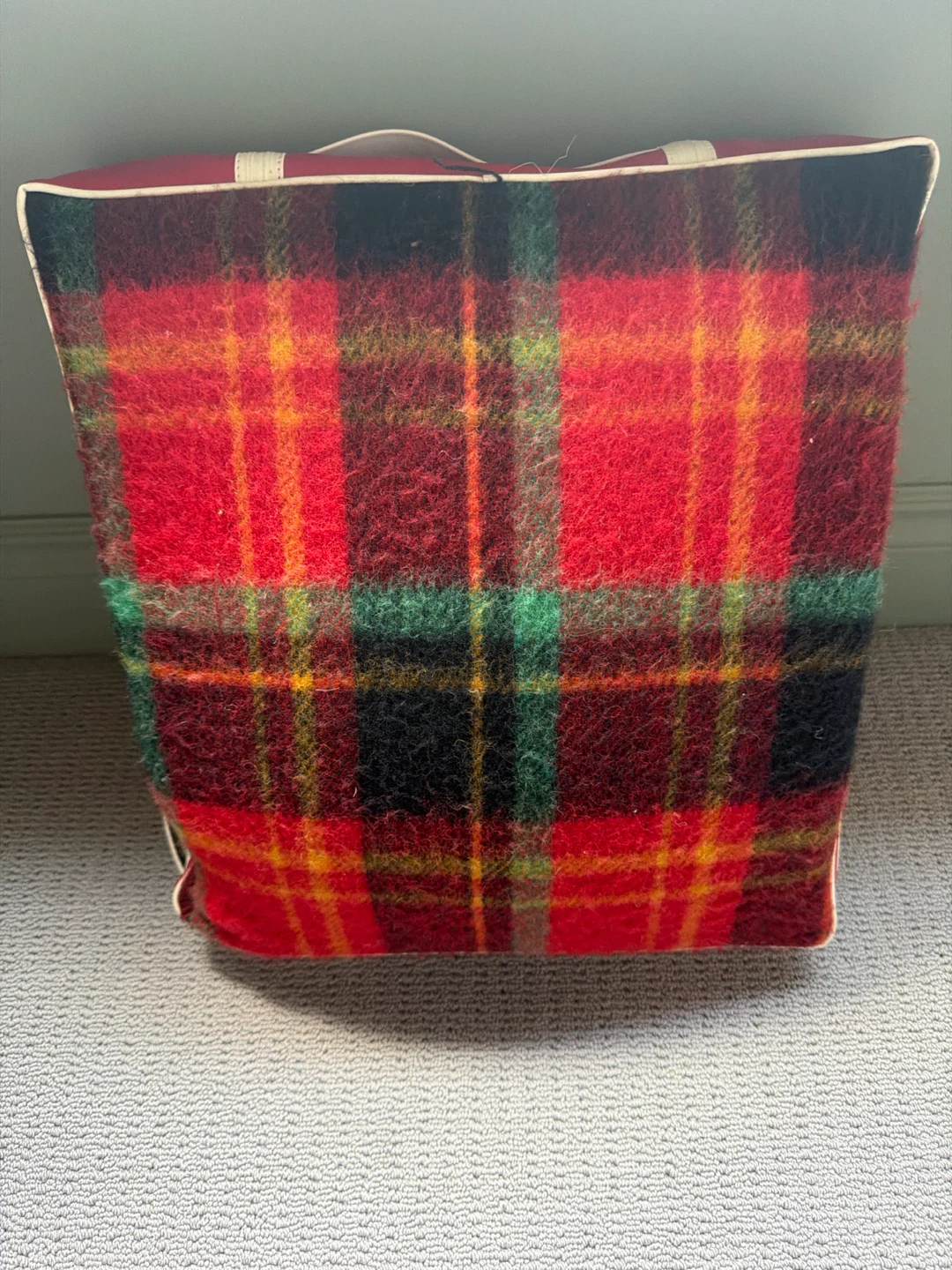 Beaver Brand Wool Plaid Blanket in case