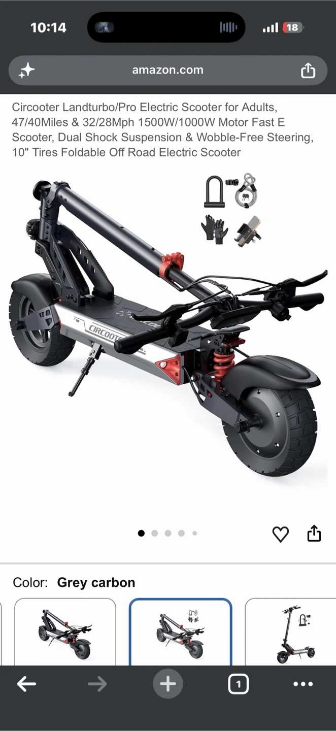 Circooter Landturbo/Pro Electric Scooter - Grey Carbon