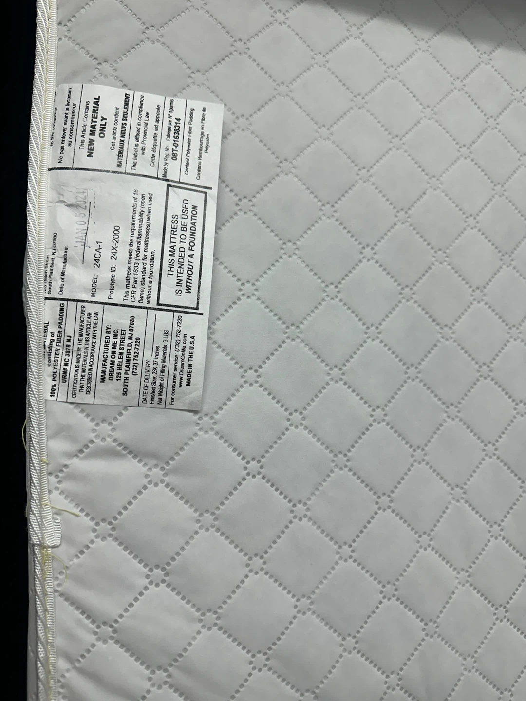 Dream On Me Mattress 24CA-1