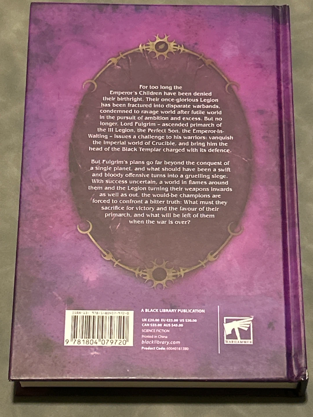 Fulgrim: The Perfect Son - Warhammer Black Library Novel (HC) - photo 2
