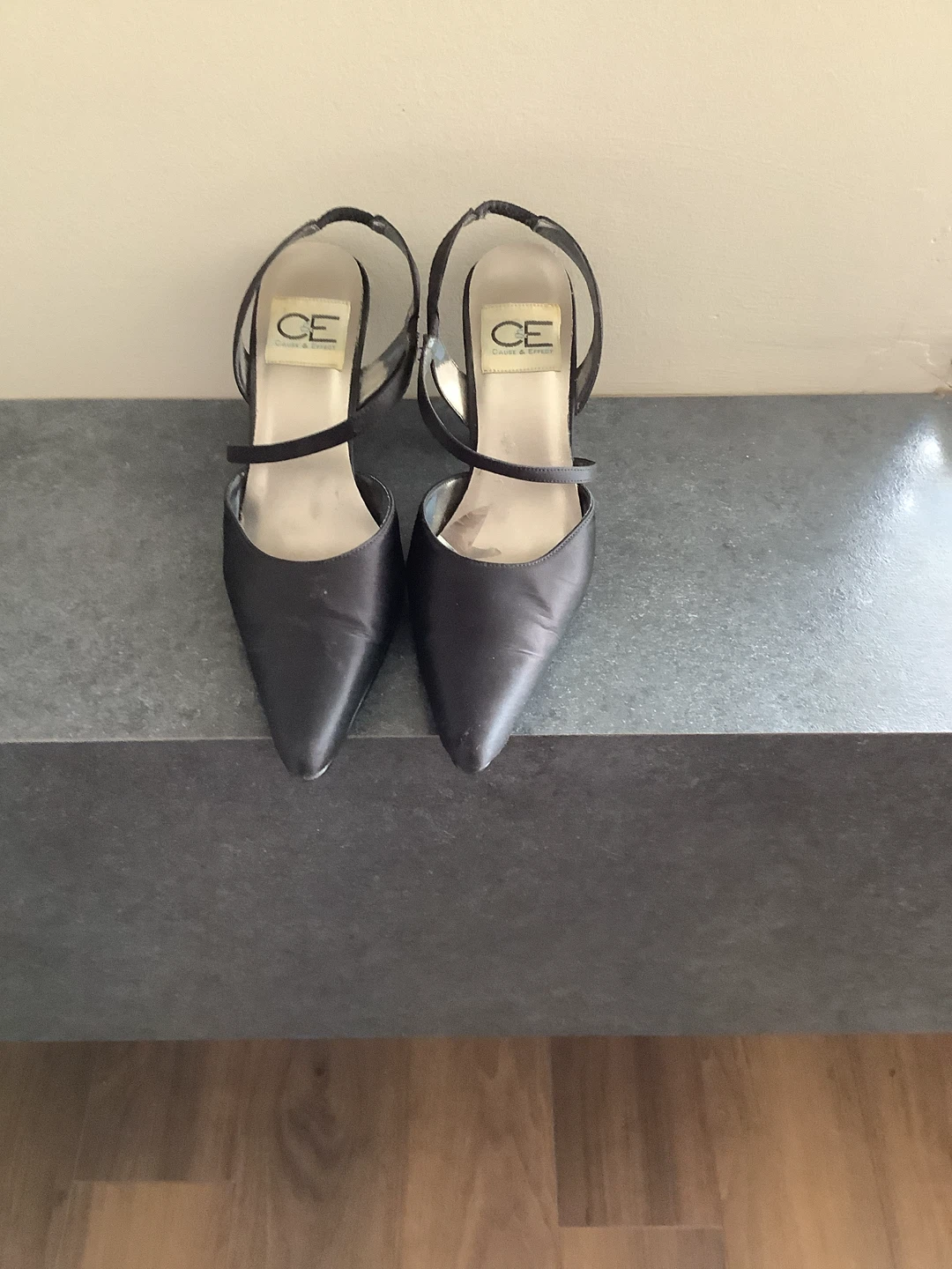 CE&Co Black Slingback Heels