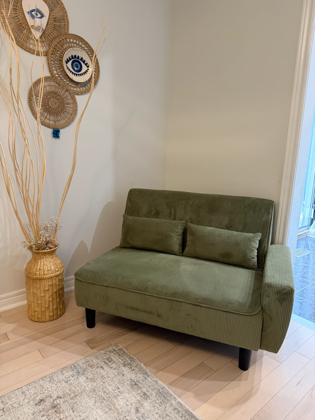 Modern Modular LAF Sofa Section – Olive Green Corduroy
