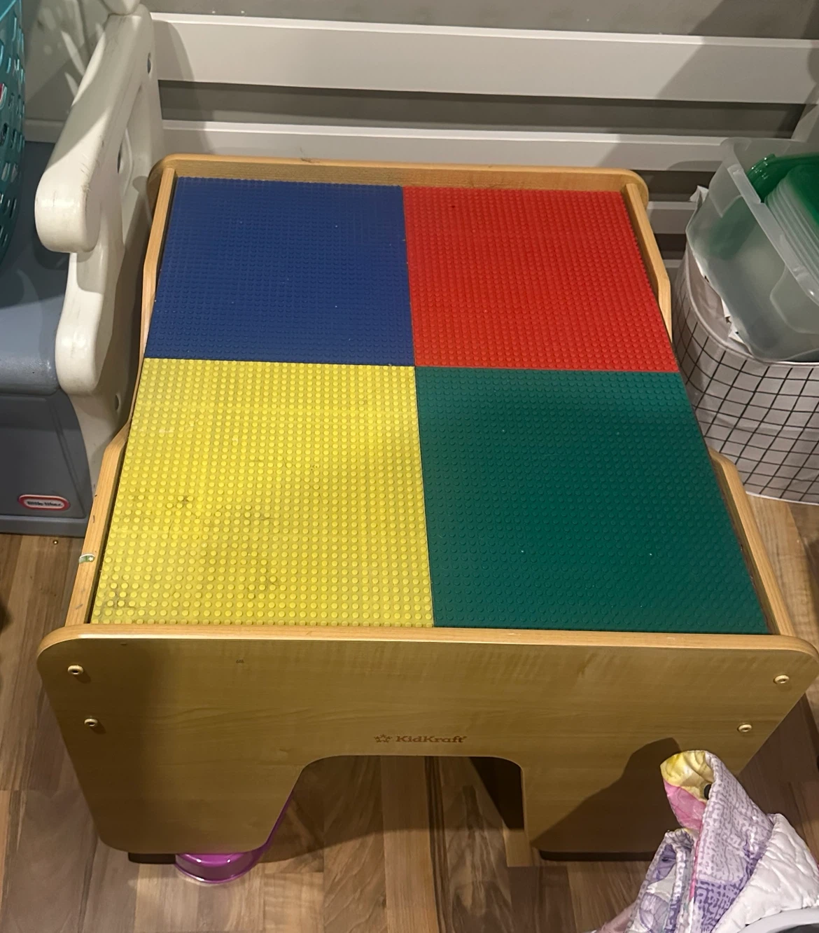 Bin of Legos and Lego table - photo 2