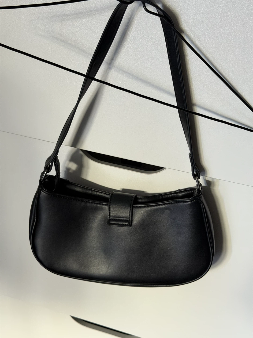 Black shoulder bag with silver stud details - photo 3