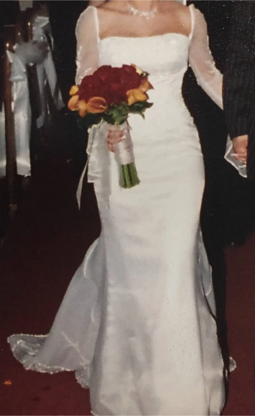 White Wedding Dress with Long Lace Sleeves