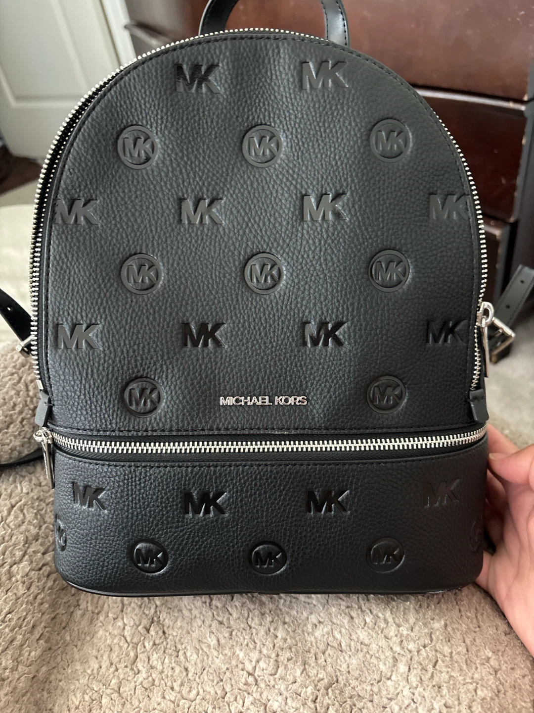 Michael Kors Black MK Logo Backpack