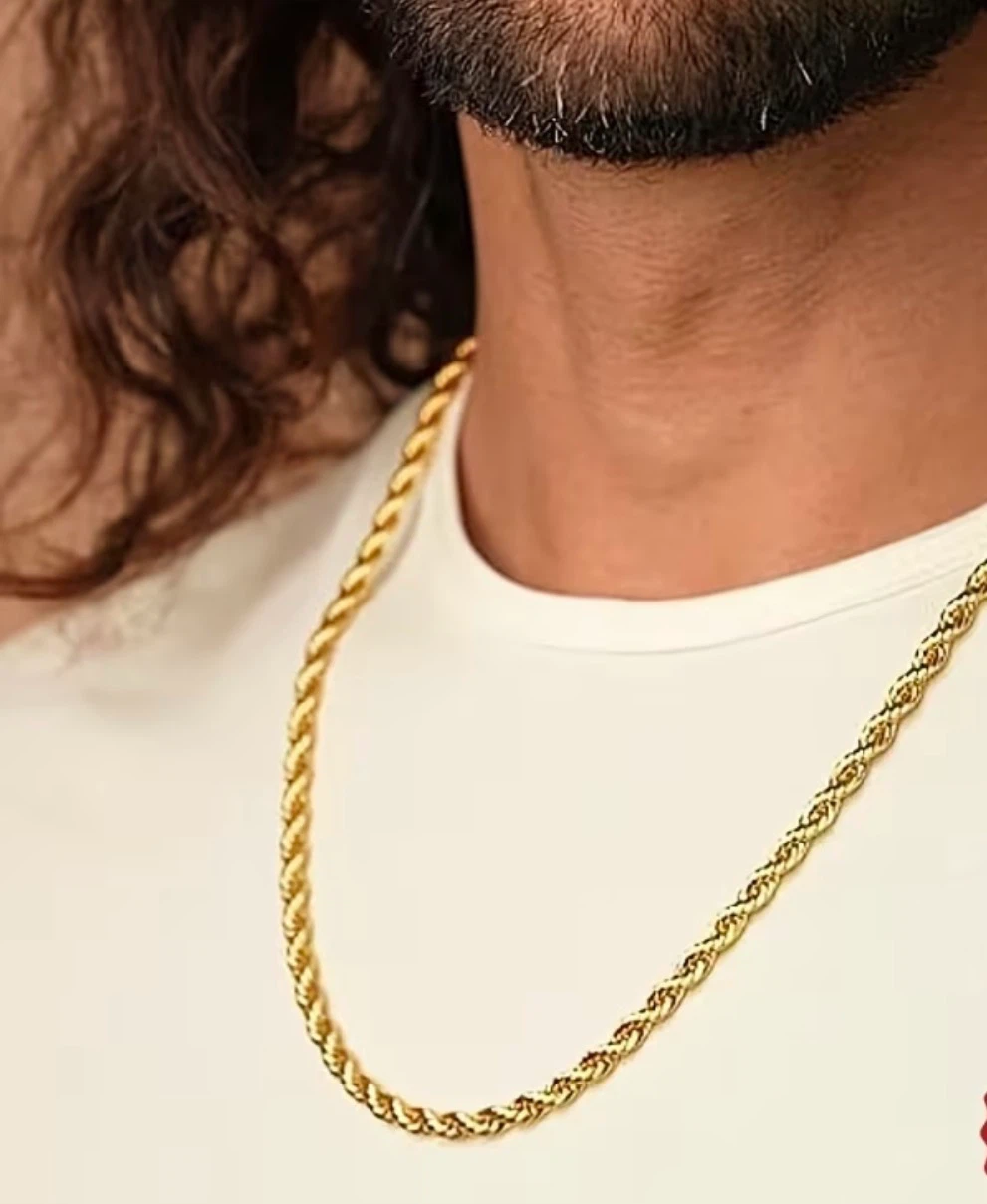 Men's 925 Sterling Silver Rope Chain Necklace - photo 2