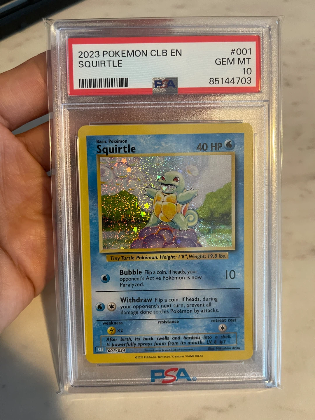 2023 Pokemon CLB Squirtle #001 GEM MT 10 Graded Card