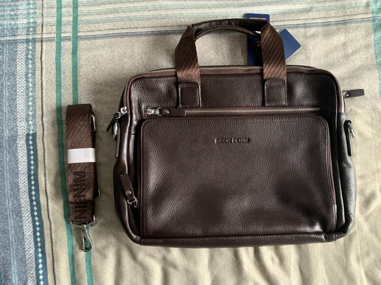 Bison Denim Premium Genuine Leather Laptop Bag –  (Brand New)