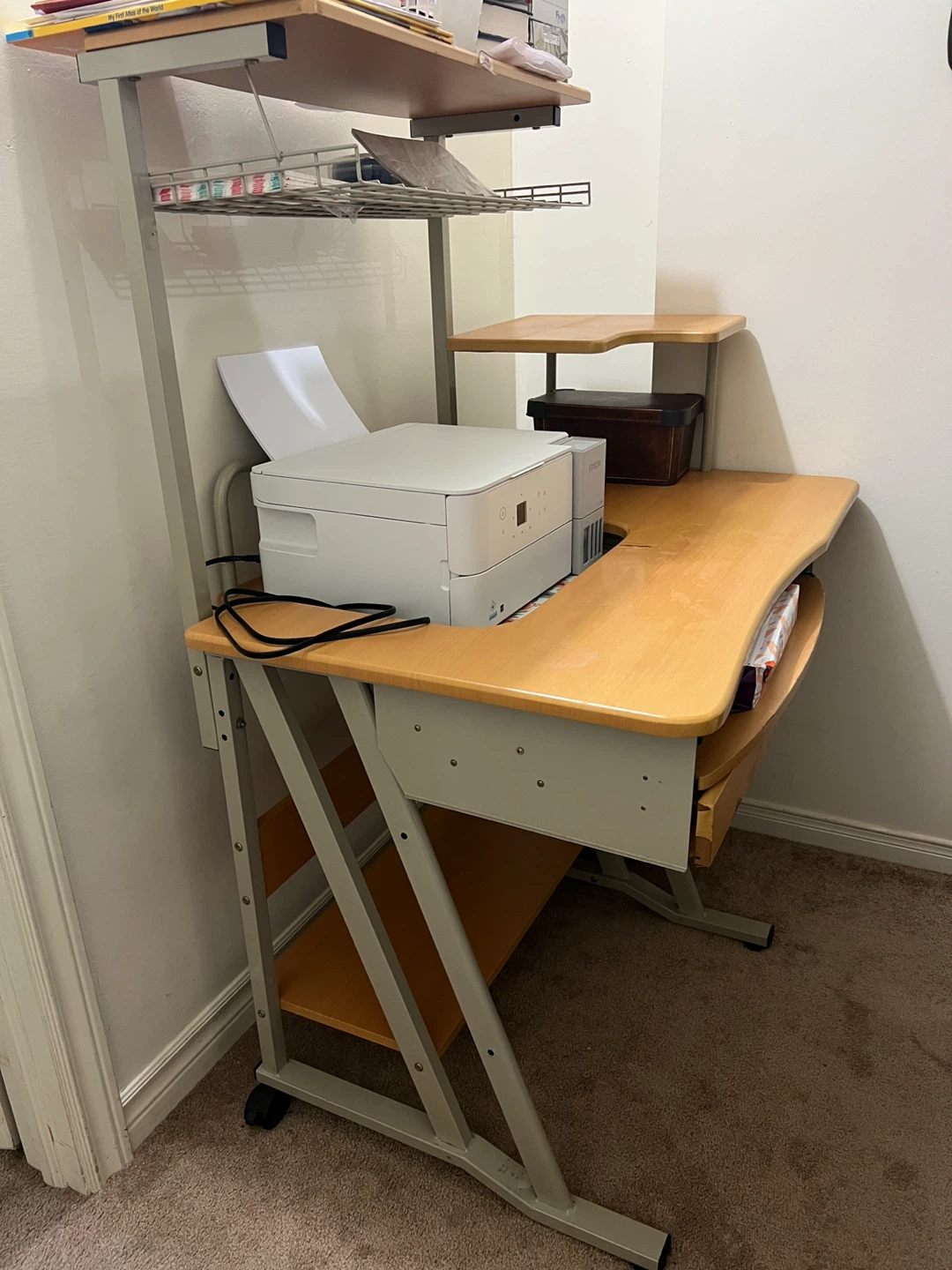 Wooden Computer Desk with Shelves