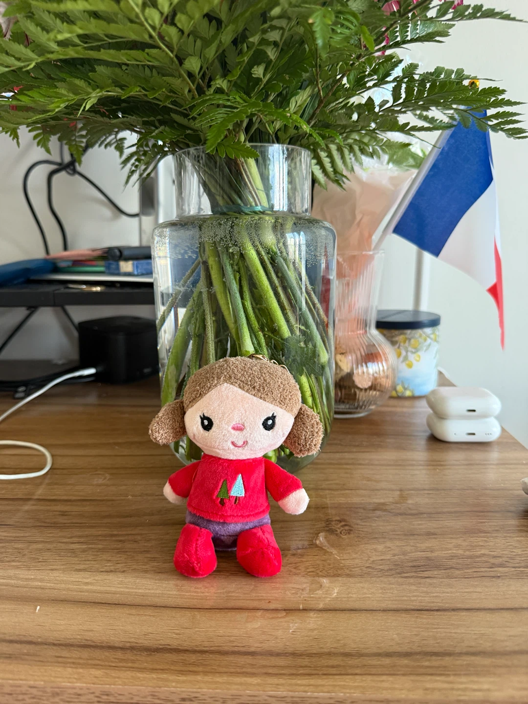 Plush Doll Keychain with Red Shirt