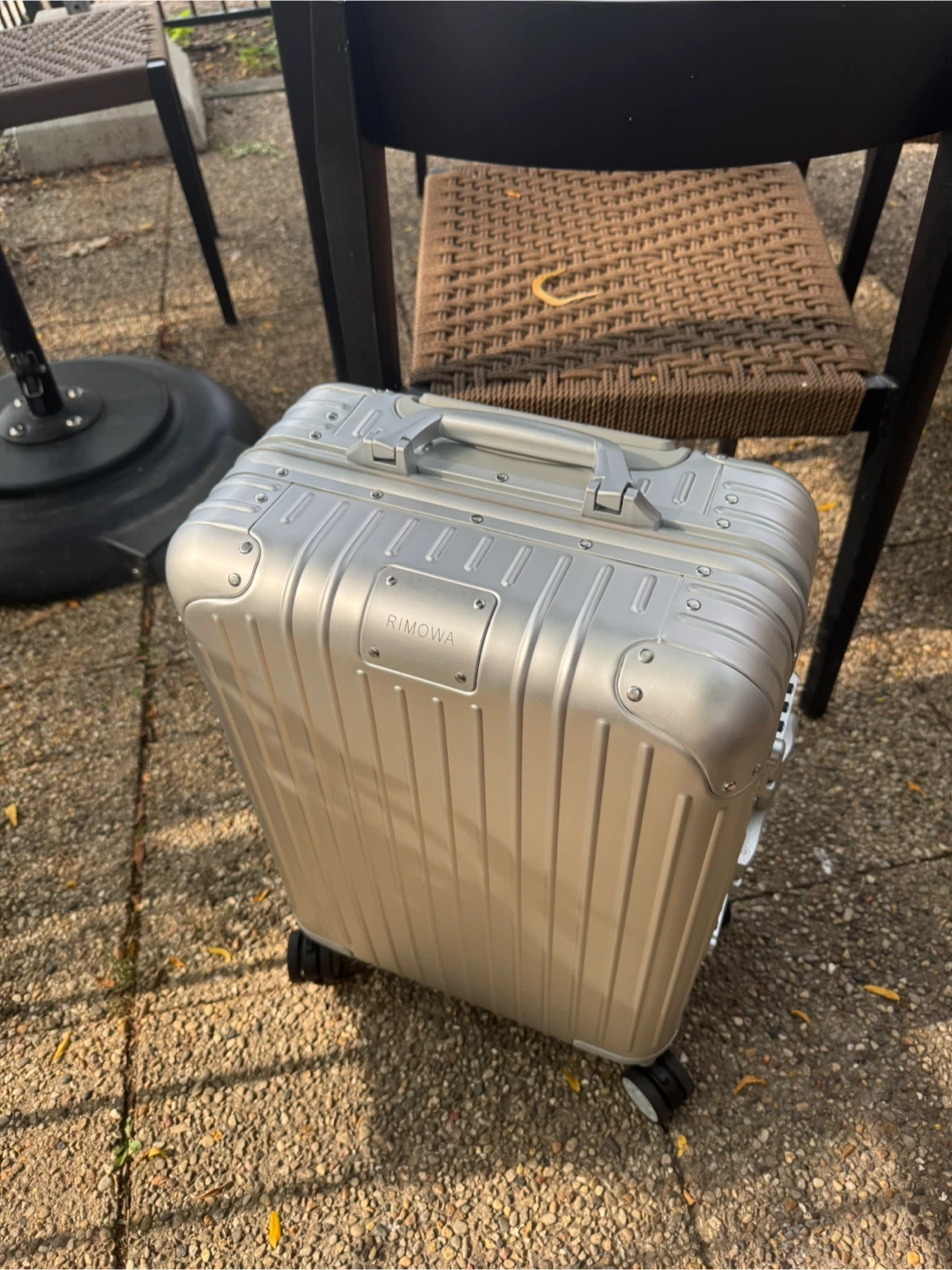 RIMOWA Silver Aluminum Carry-On Luggage