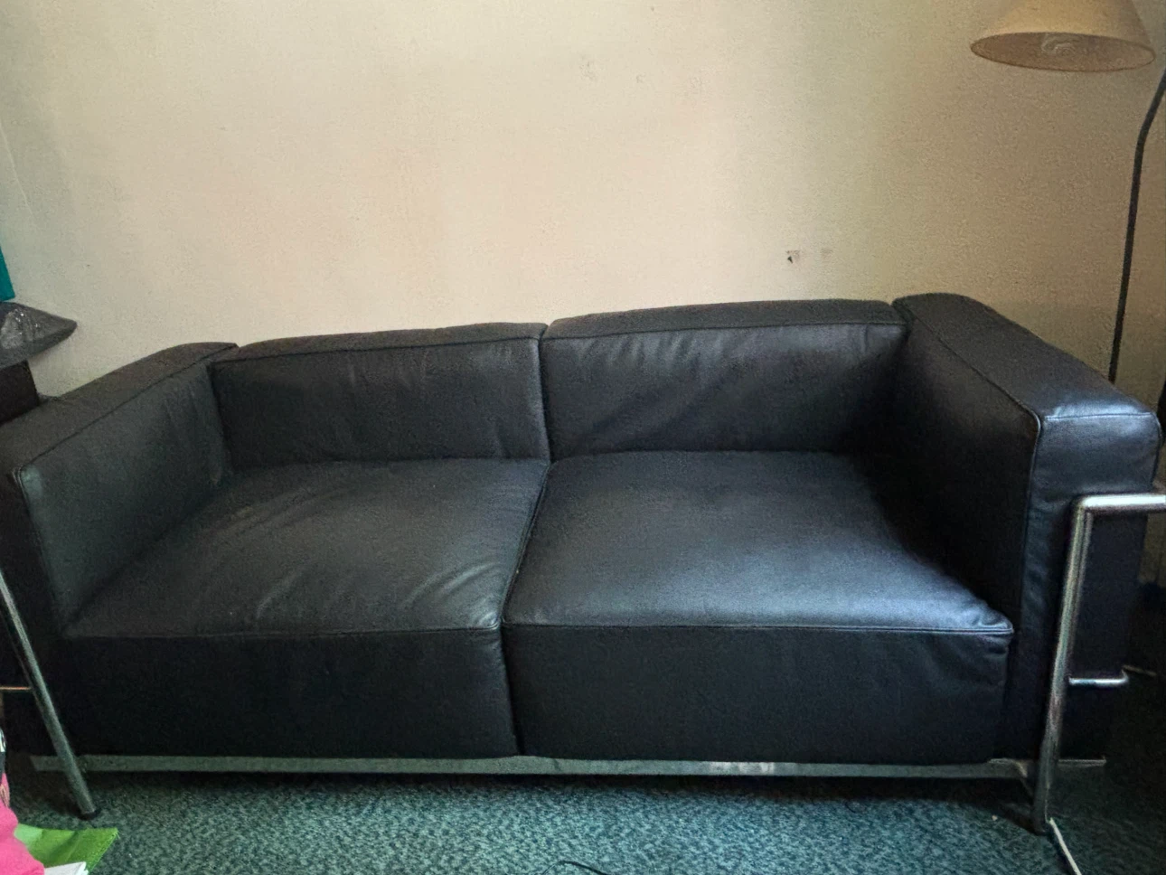 Le Corbusier  Black Leather Sofa