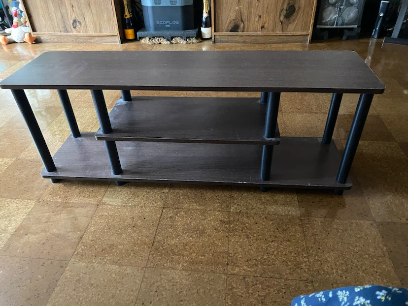 Dark Wood TV Stand with Shelves