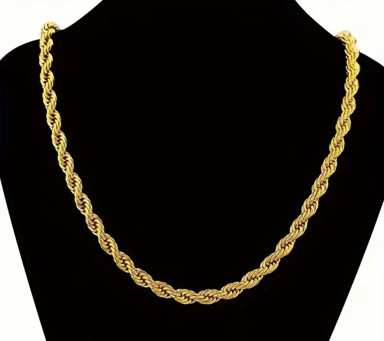 18k Gold Plated Rope Chain Necklace