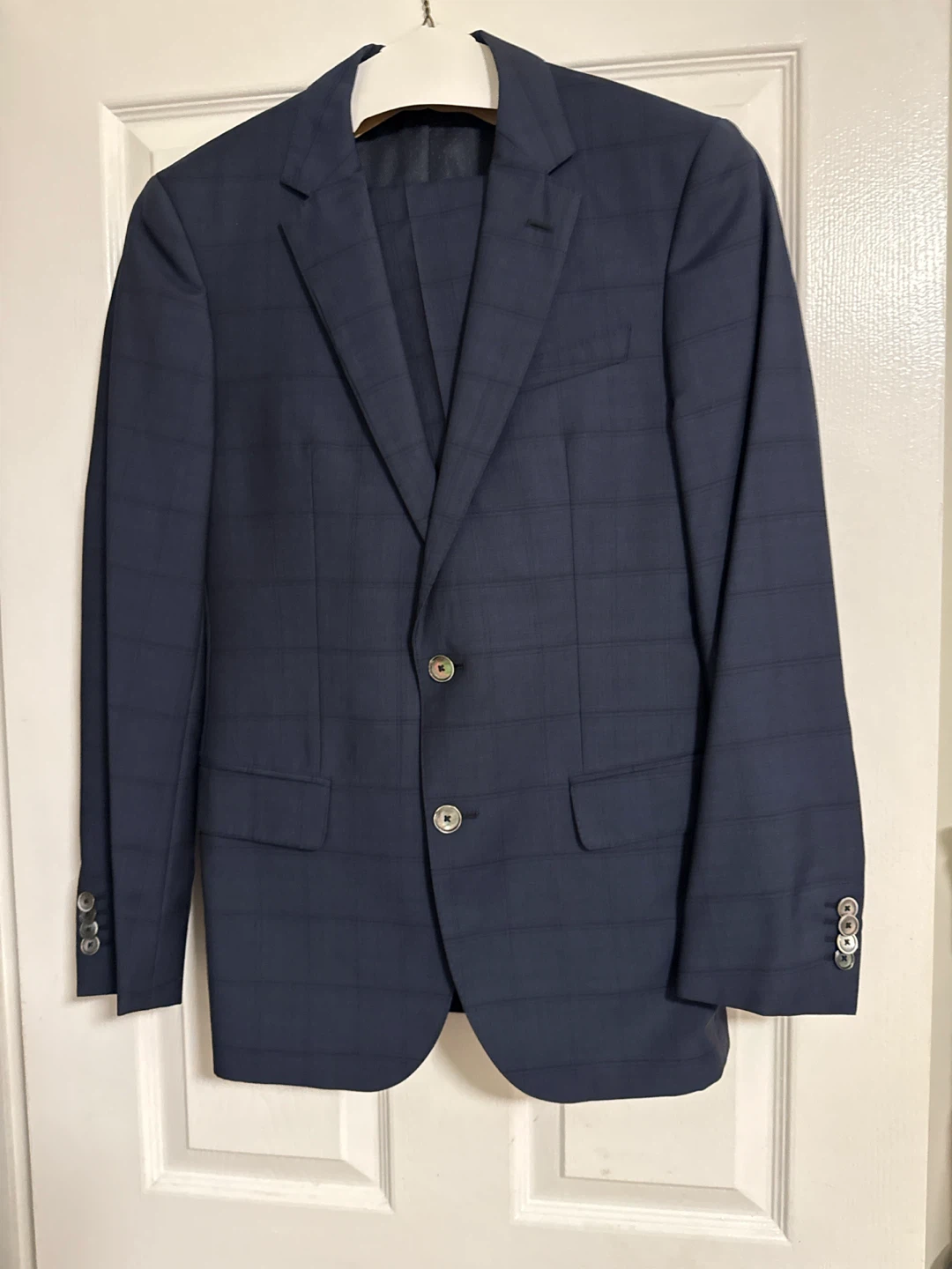 BOSS Hugo Boss Navy Plaid Suit