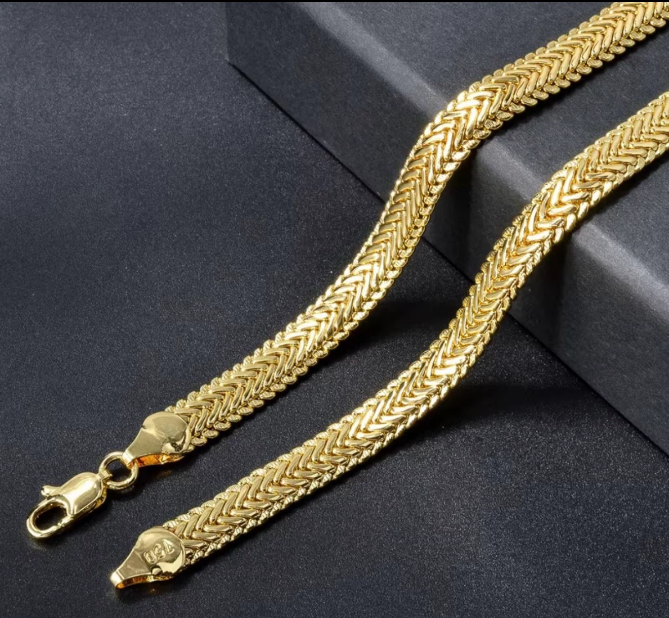 750k Stamp Gold Plated Chain Necklace - photo 2