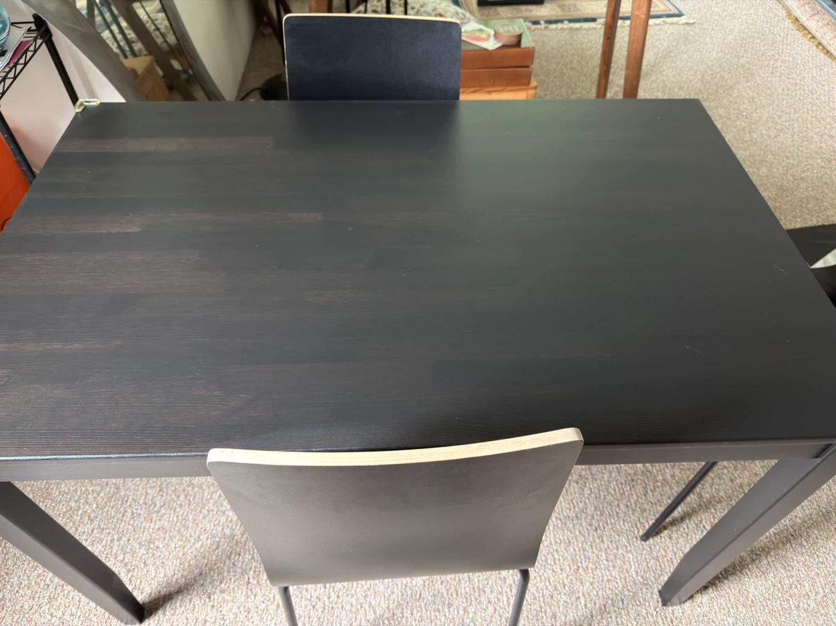 Black Dining Table with 3 identical Chairs - photo 2