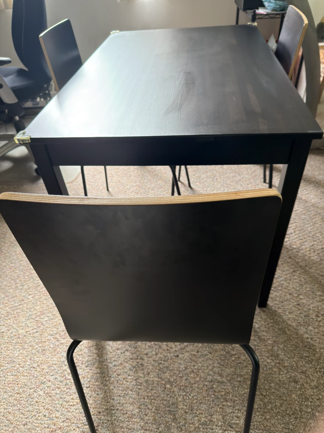 Black Dining Table with 3 identical Chairs - photo 3