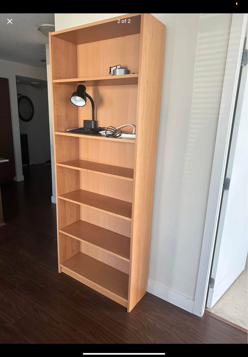 Light Wood Bookshelf with 7 Shelves
