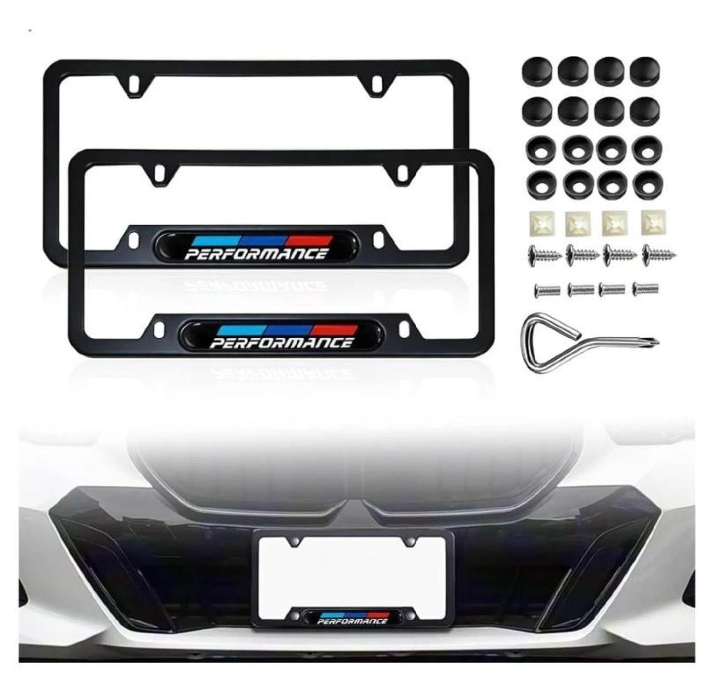 BMW 2 Pack Black Aluminum License Plate Covers - BN