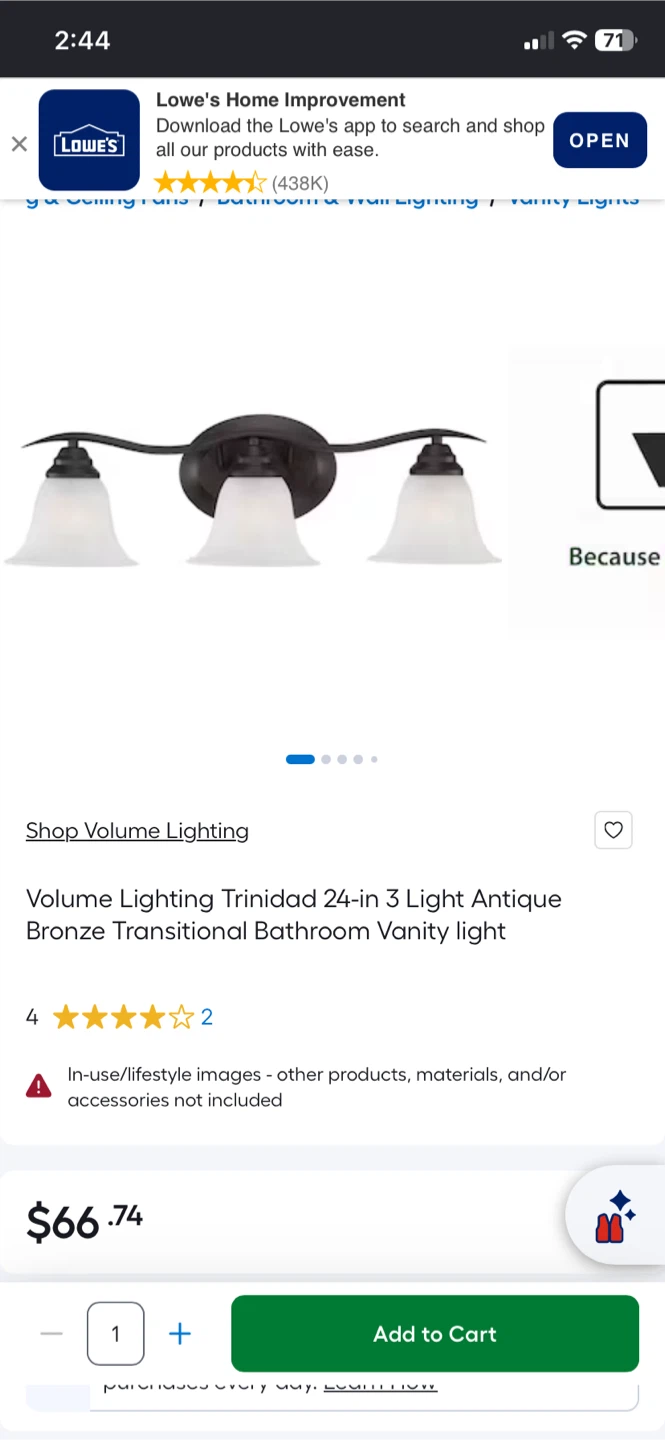Volume Lighting 3-Light Antique Bronze Vanity Light - photo 3