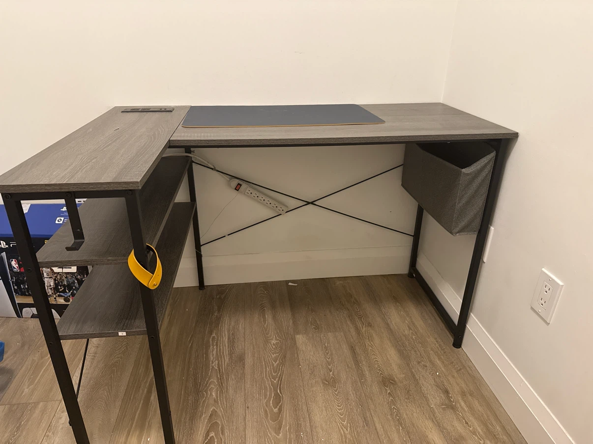 L-Shaped Desk with Built-in Power Outlets and USB Ports - photo 2
