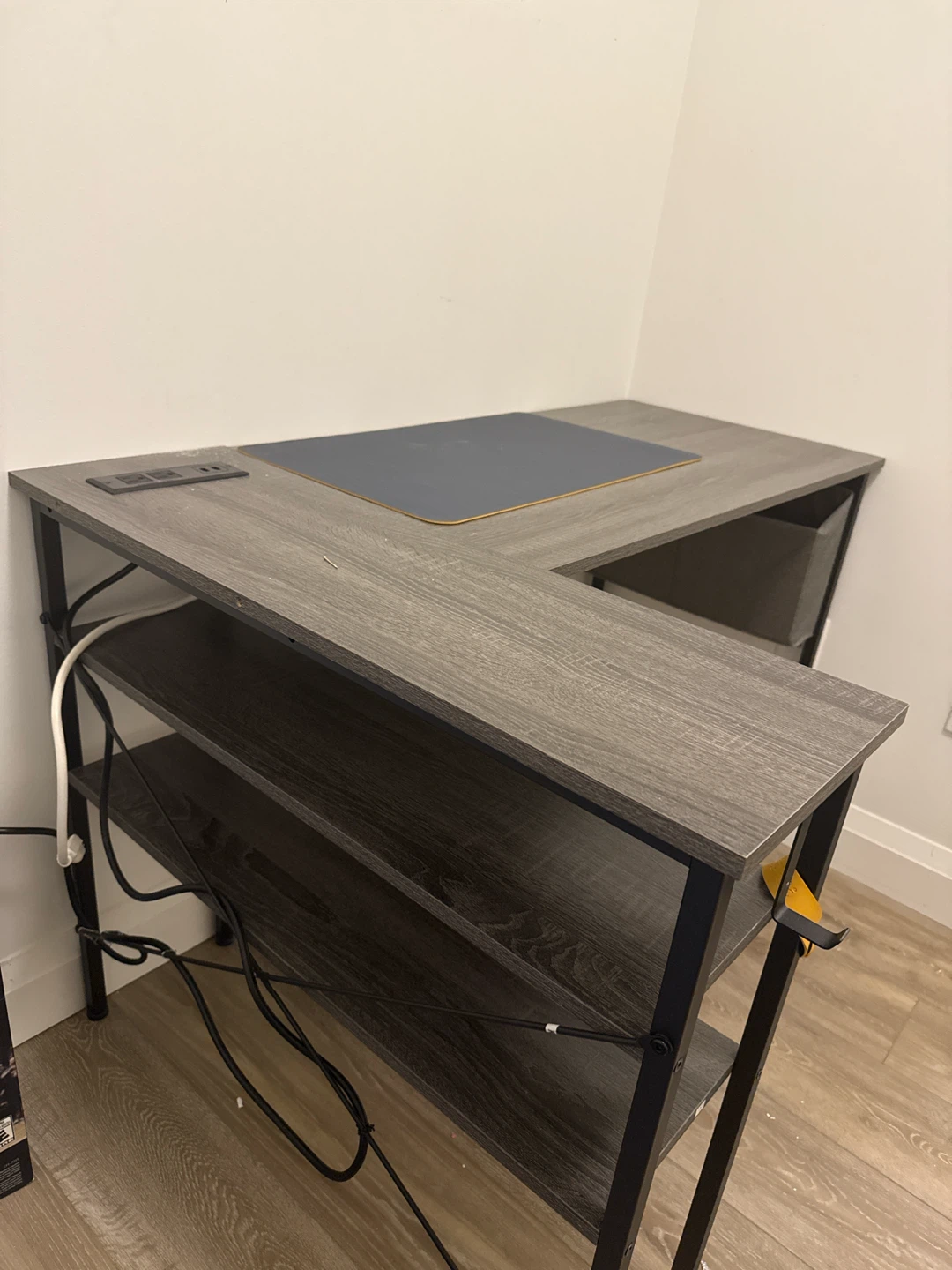 L-Shaped Desk with Built-in Power Outlets and USB Ports - photo 3
