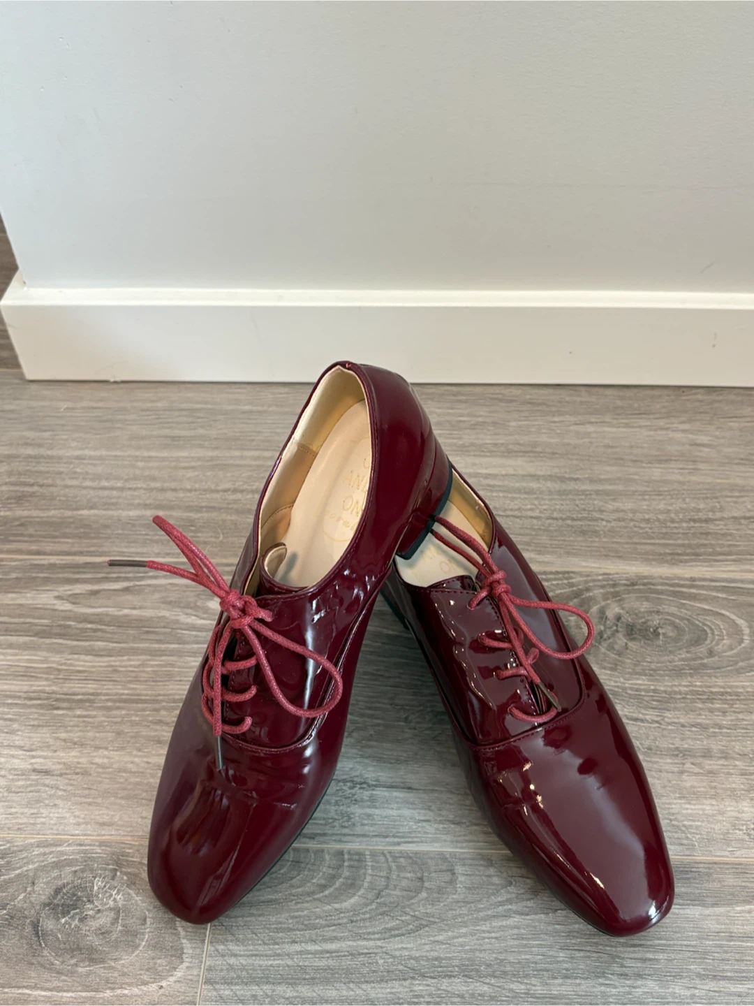 Women's Burgundy Patent Lace-Up Oxfords - photo 2