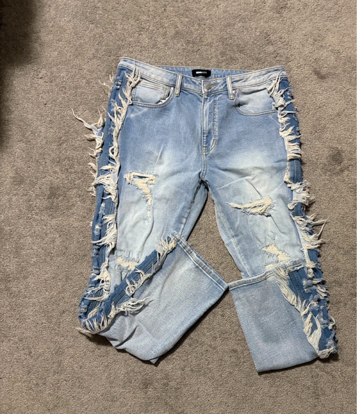 NOVA MEN Distressed Fringe Jeans - photo 2