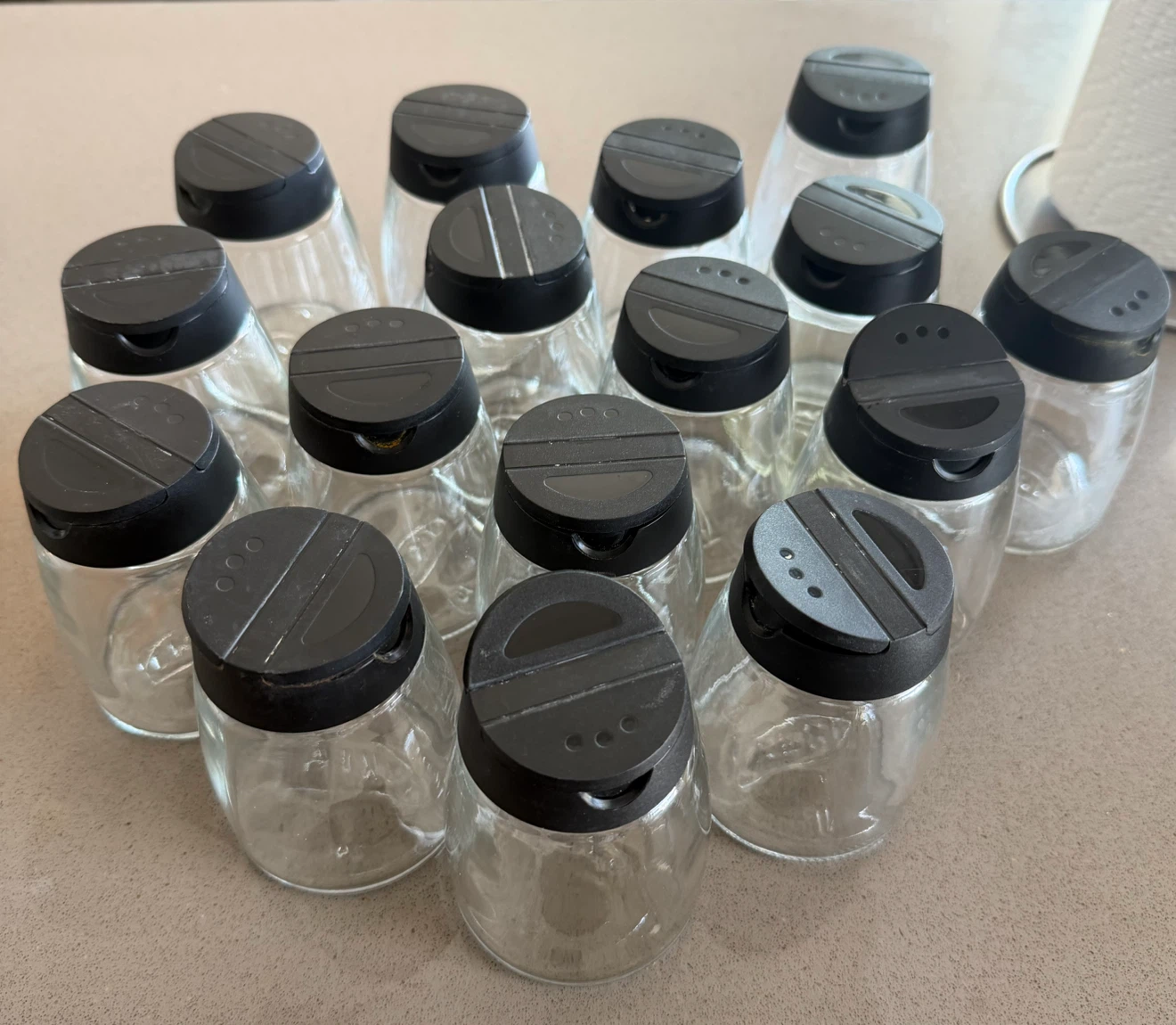 Ikea Glass Spice Jars with Black Shaker Lids