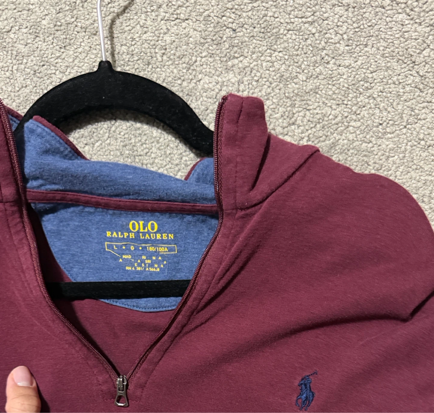 Polo Ralph Lauren Maroon 1/4 Zip Sweatshirt - photo 2