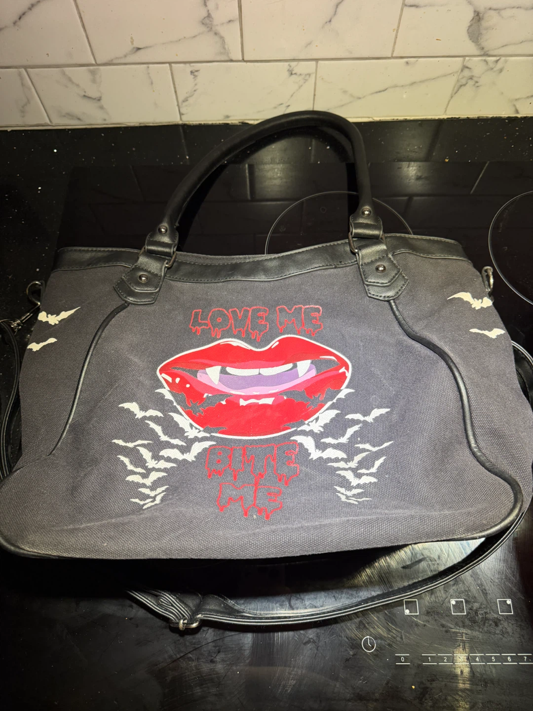 Banned Apparel Vampire Lips & Bats Handbag