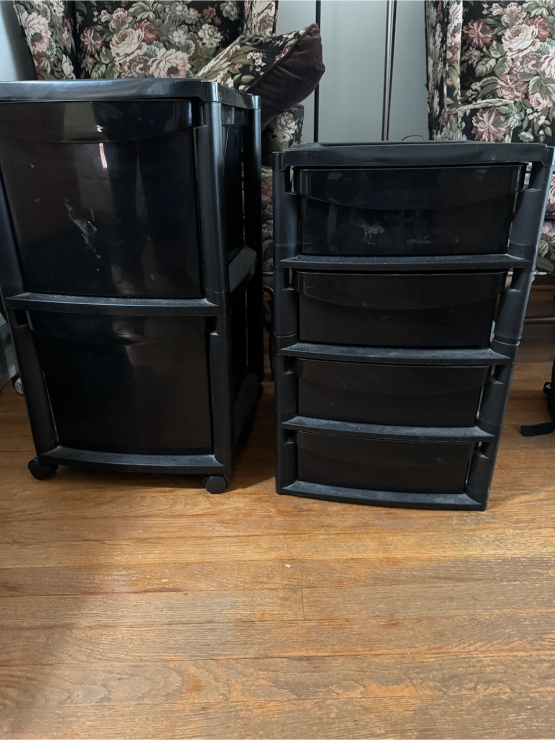 Two plastic storage units