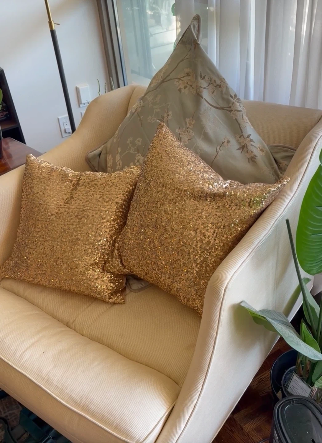 Customer Raw Silk chair & half. With pillow cases and inserts