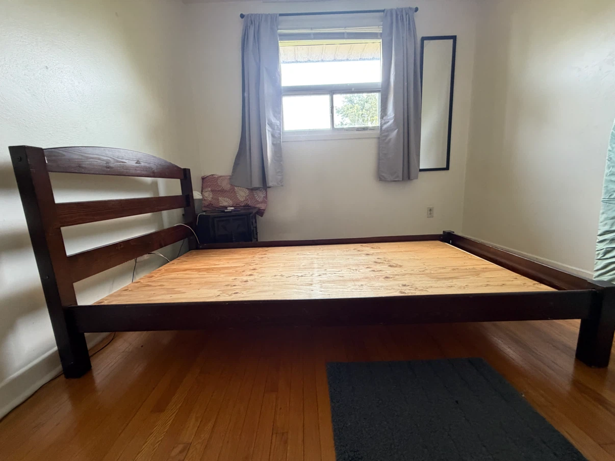 Dark Wood Bed Frame with Plywood Base - photo 2