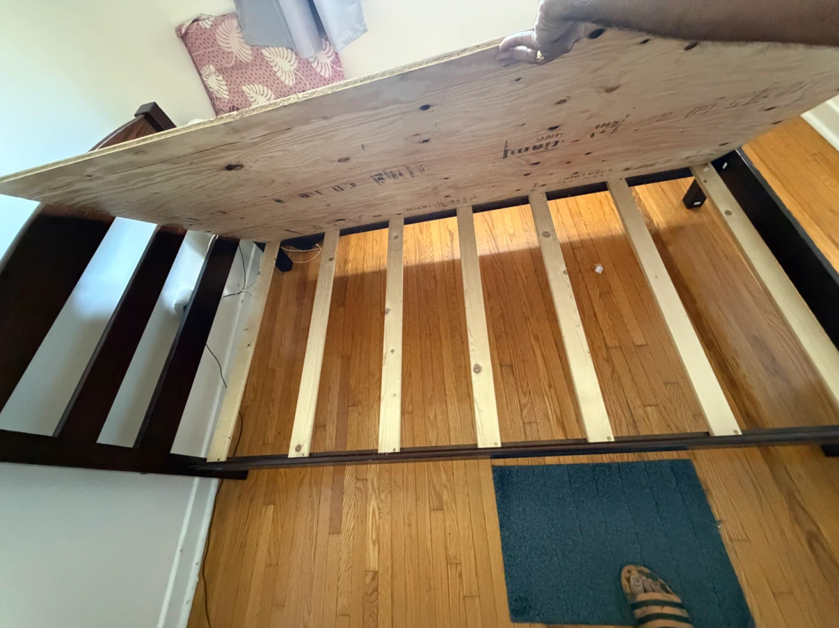 Dark Wood Bed Frame with Plywood Base - photo 3