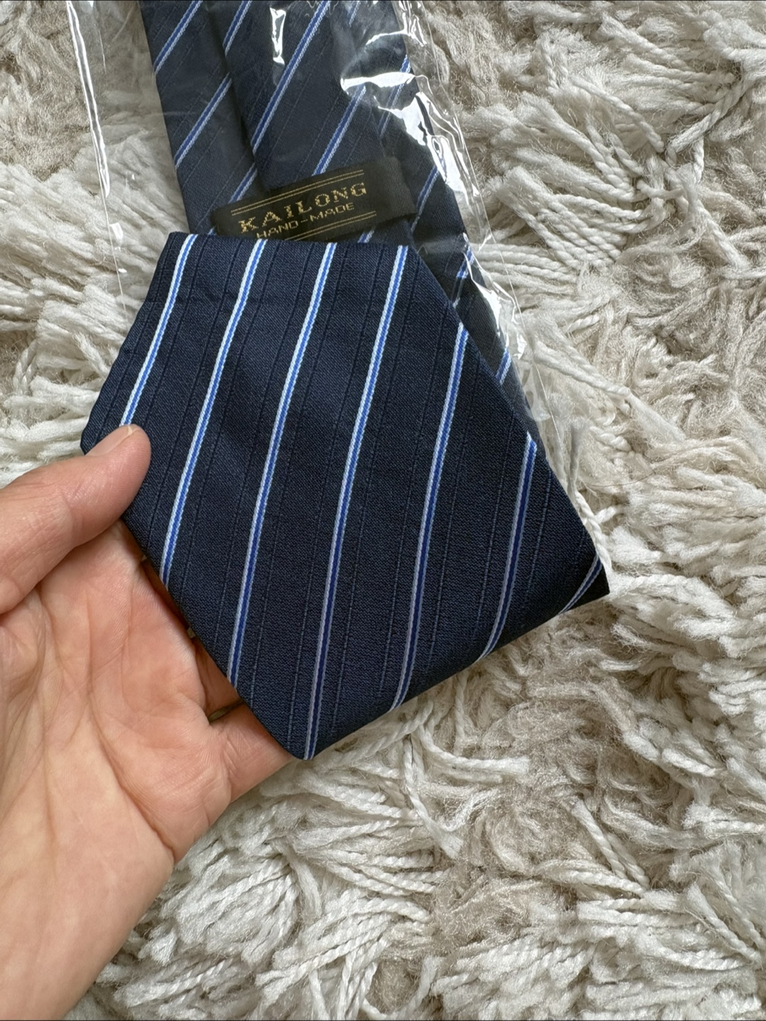KAILONG Navy Striped Handmade Tie - photo 2