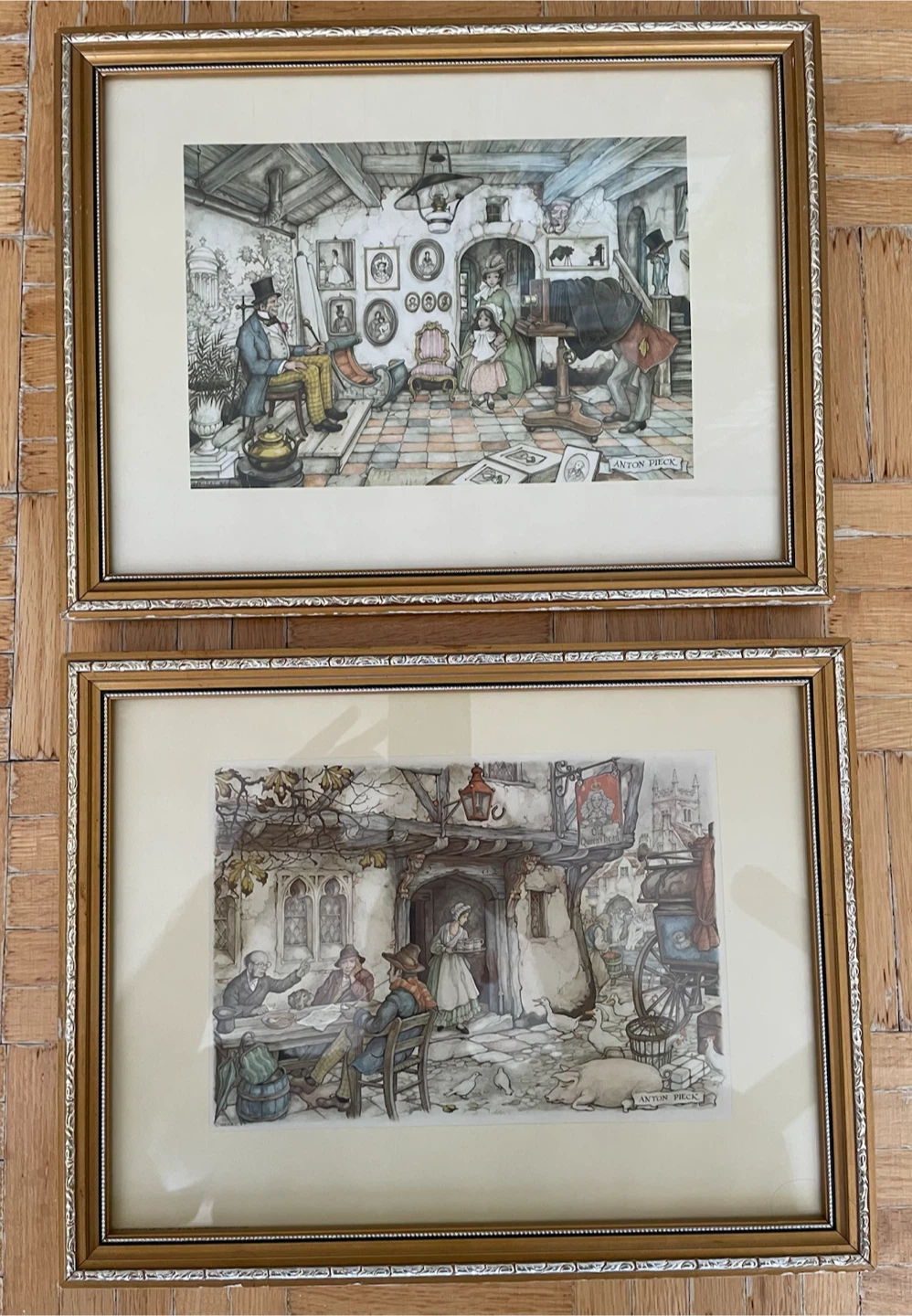 Lot Of 2 Antique Anton Pieck Framed Prints - photo 2