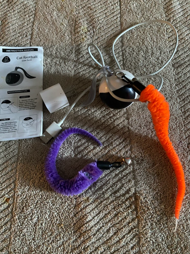 Cat Football Toy with Interactive Worm Attachment