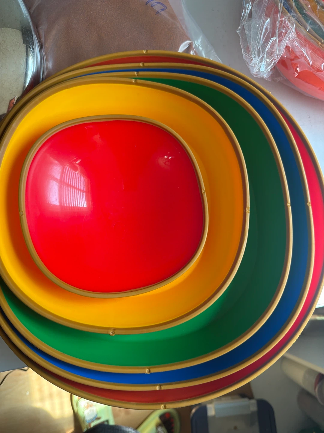 Set of 5 Nesting Mixing Bowls - Red, Yellow, Green, Blue, Orange