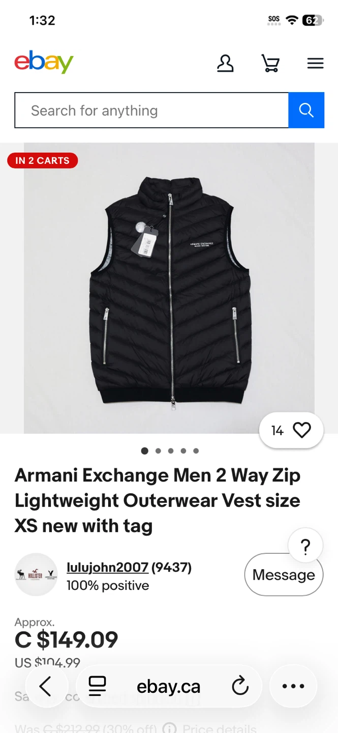 Armani Exchange Puffer Vest