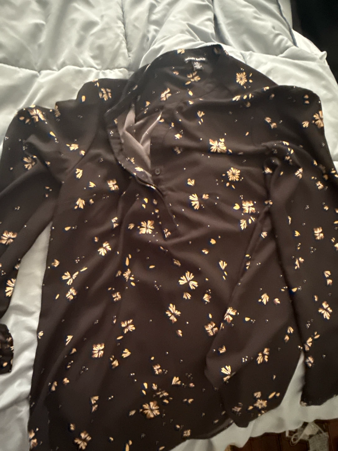 HILARY RADLEY Black Floral Blouse
