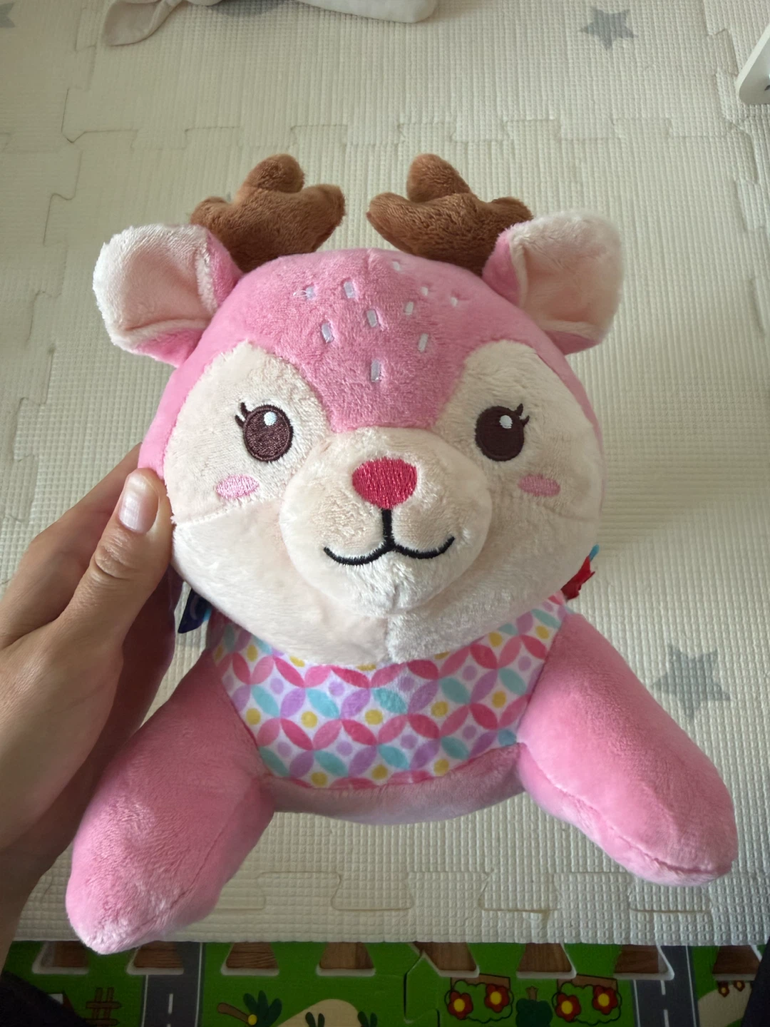 Pink Plush Deer Toy with Mirror and Bee and music - photo 2