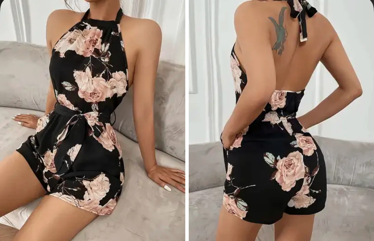 Brand New Floral Halter Neck Romper. Size small