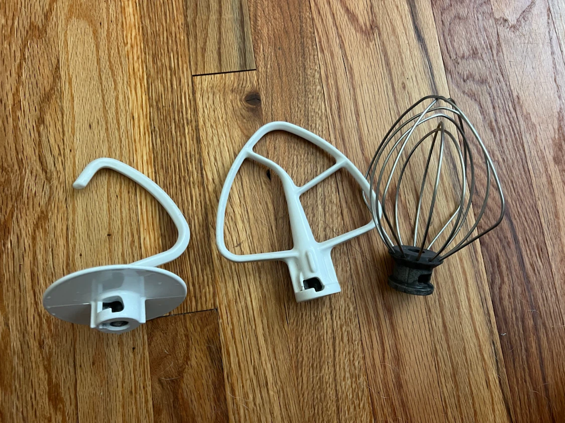 Kitchen Aid Attachments (Dough Hook, Flat Beater, Whisk)