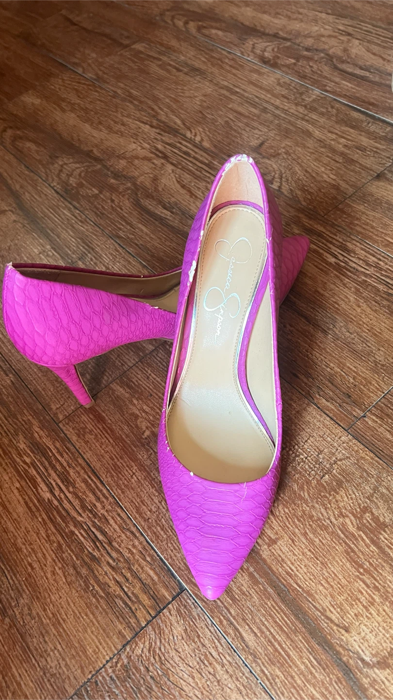 FREE FREE FREE Jessica Simpson Pink Snake Print Heels - photo 3