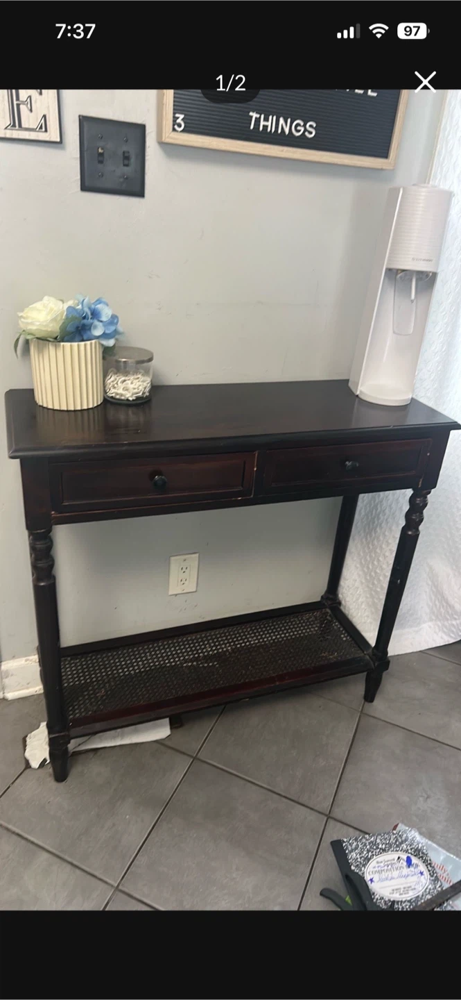 Dark Wood Console/ entry Table with Drawers