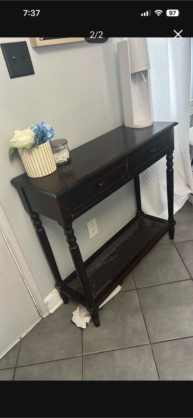 Dark Wood Console/ entry Table with Drawers - photo 2